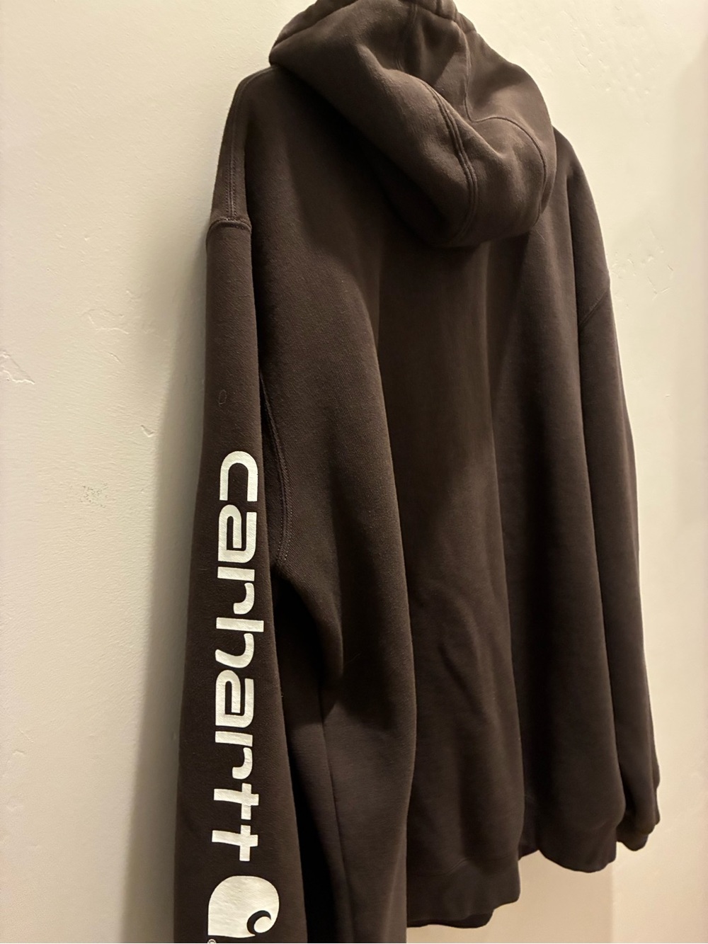 Carhartt men’s K288 DKB loose fit midweight sleeve logo hoodie dark brown 2XLT